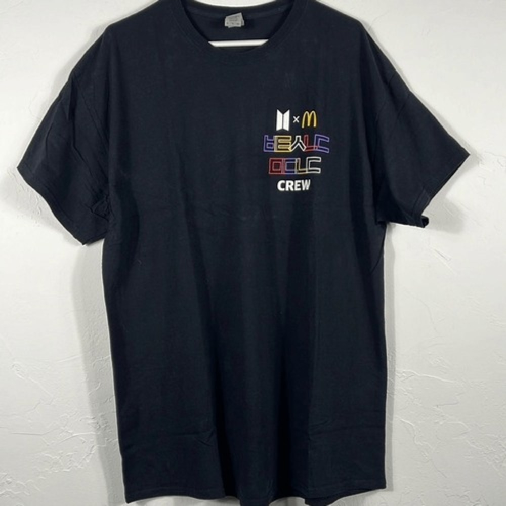 🔥🔥 McDonald's x‎ BTS K-Pop Crew graphic music RARE Colab tee Men Sz XL - EUC